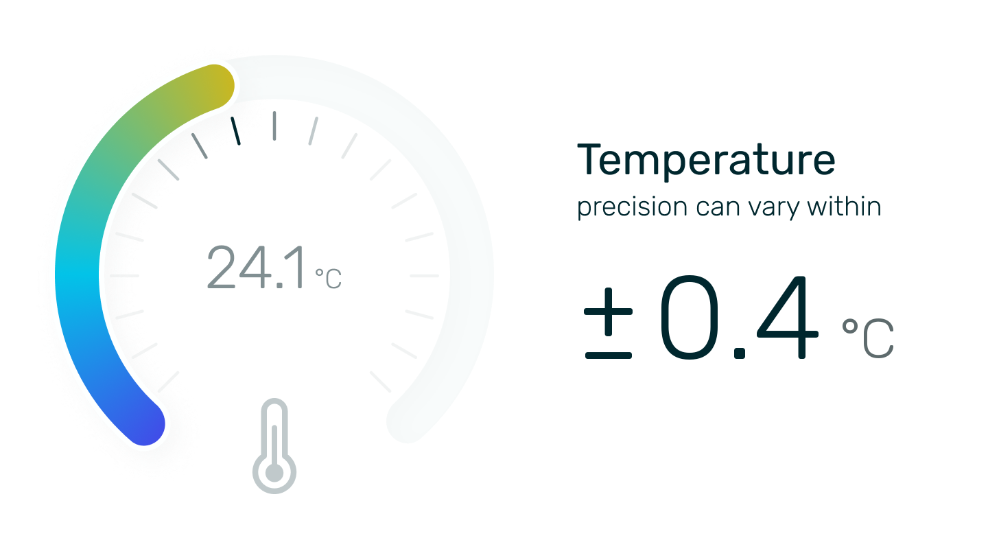 Temperature: precision can vary within plus or minus 0.4 °C.