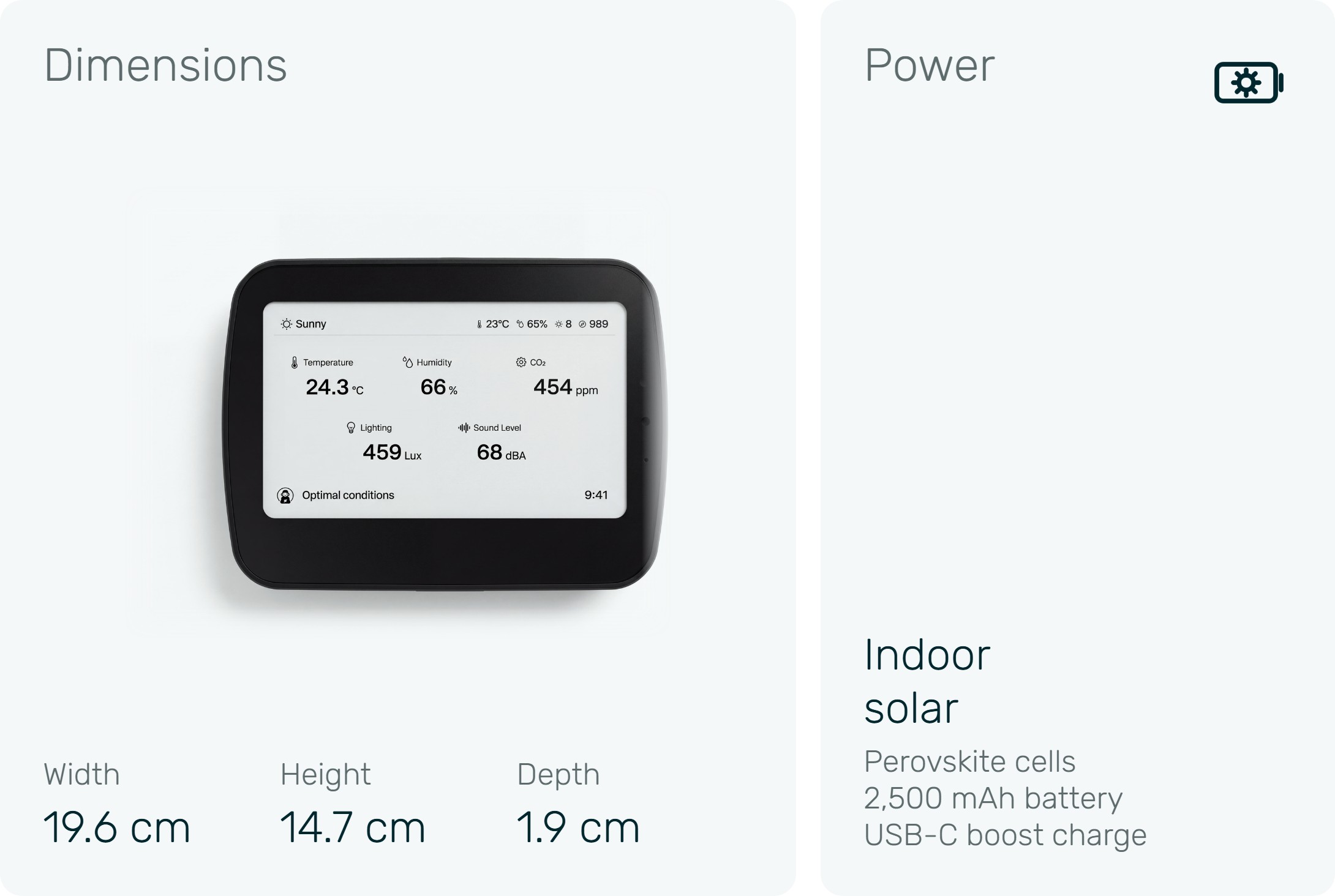 AirSmart Solar Max dimensions and power